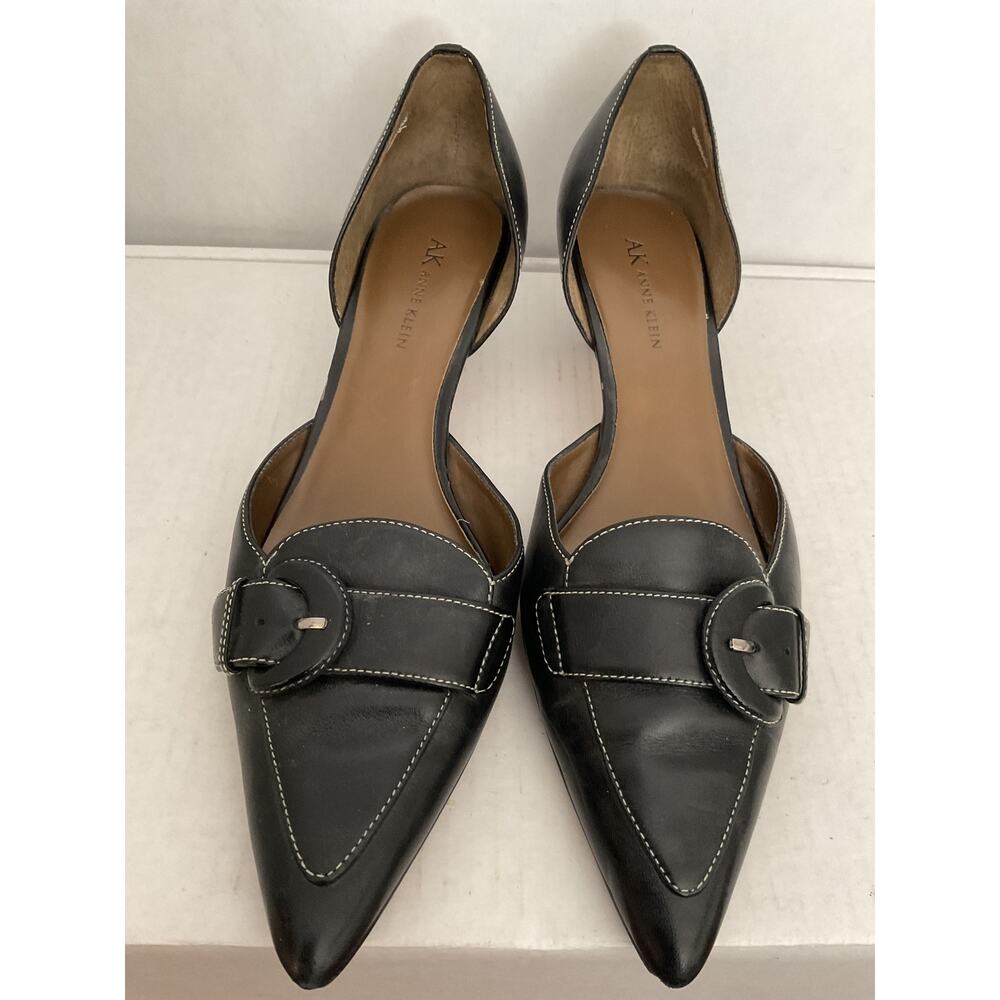 Anne Klein - AK - Mamayville - Black Leather Kitten Heels - 9M - Picture 4 of 11
